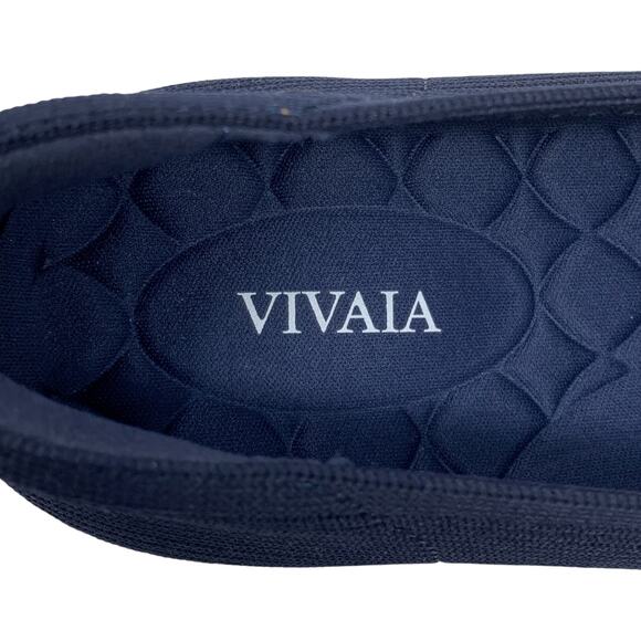 Vivaia Margot 2.0 Dark Navy Blue Ribbed Knit Square-Toe V-Cut Ballet Flats 10W - Picture 7 of 10